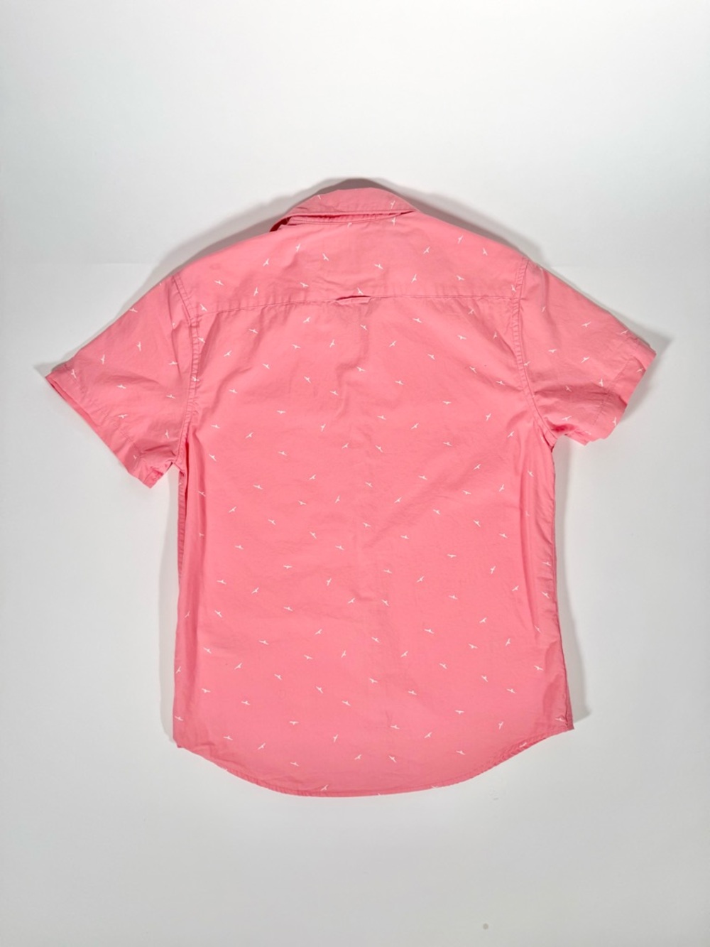 Denim & Flower Ricky Singh Pink Bird Slim Fit Short Sleeve Button Down Shirt S - Picture 5 of 12